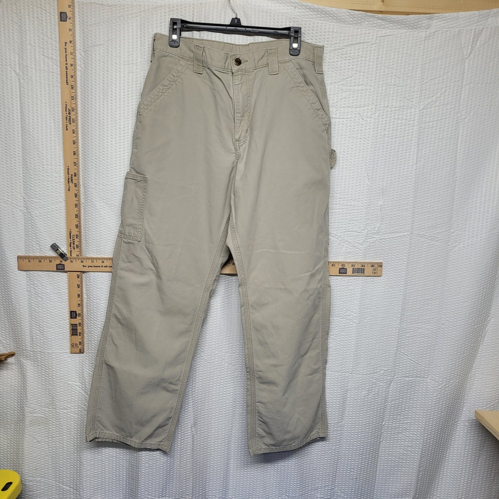 Carhartt B151 Tan Canvas Work Pants Mens 34x30 Original Dungaree Fit Utility